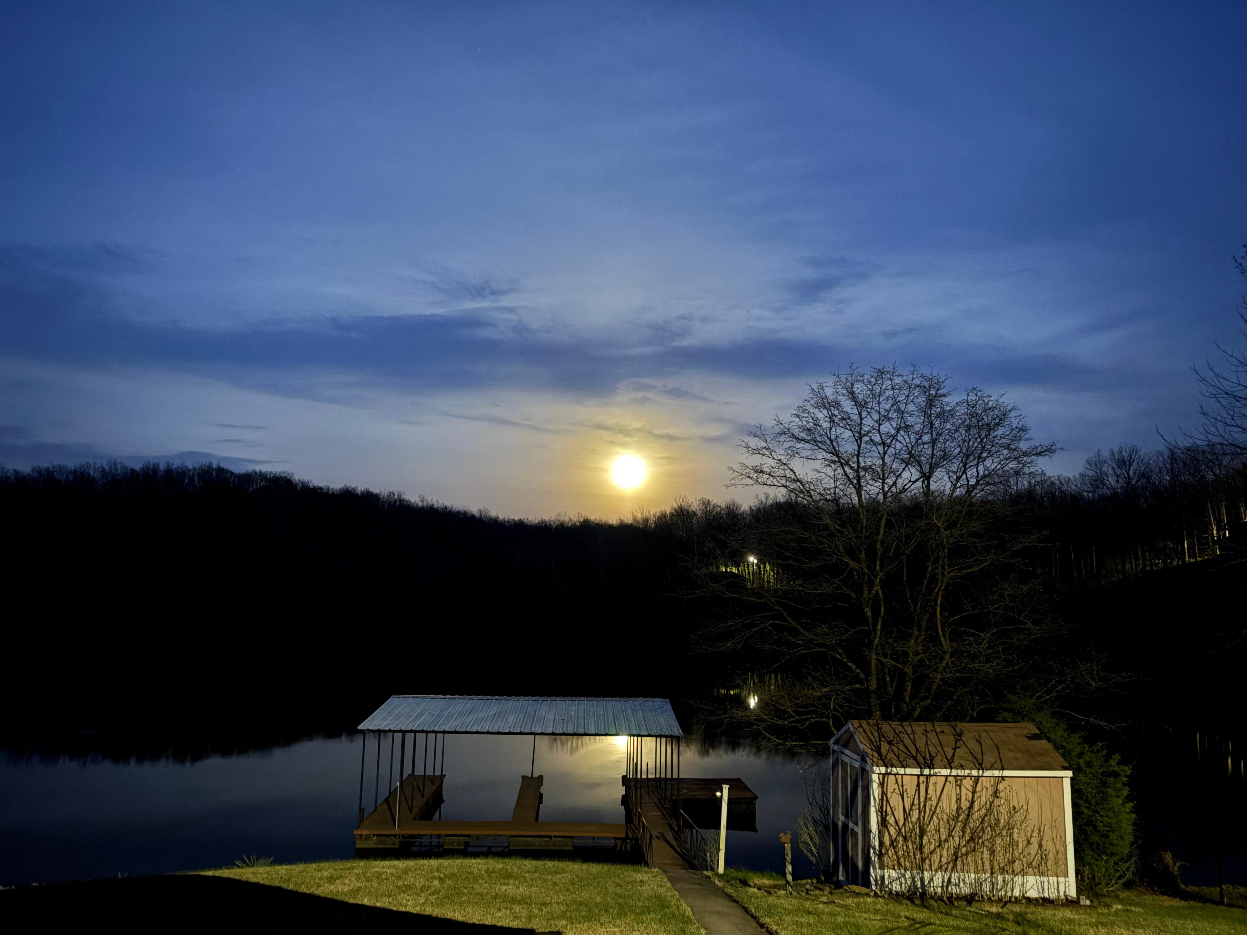 From the deck looking toward the lake at night.  Beautiful!