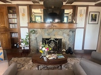 The lobby with exposed oak beams
