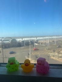 View from room 220 (with prizes from Blackpool Amusements arcade)