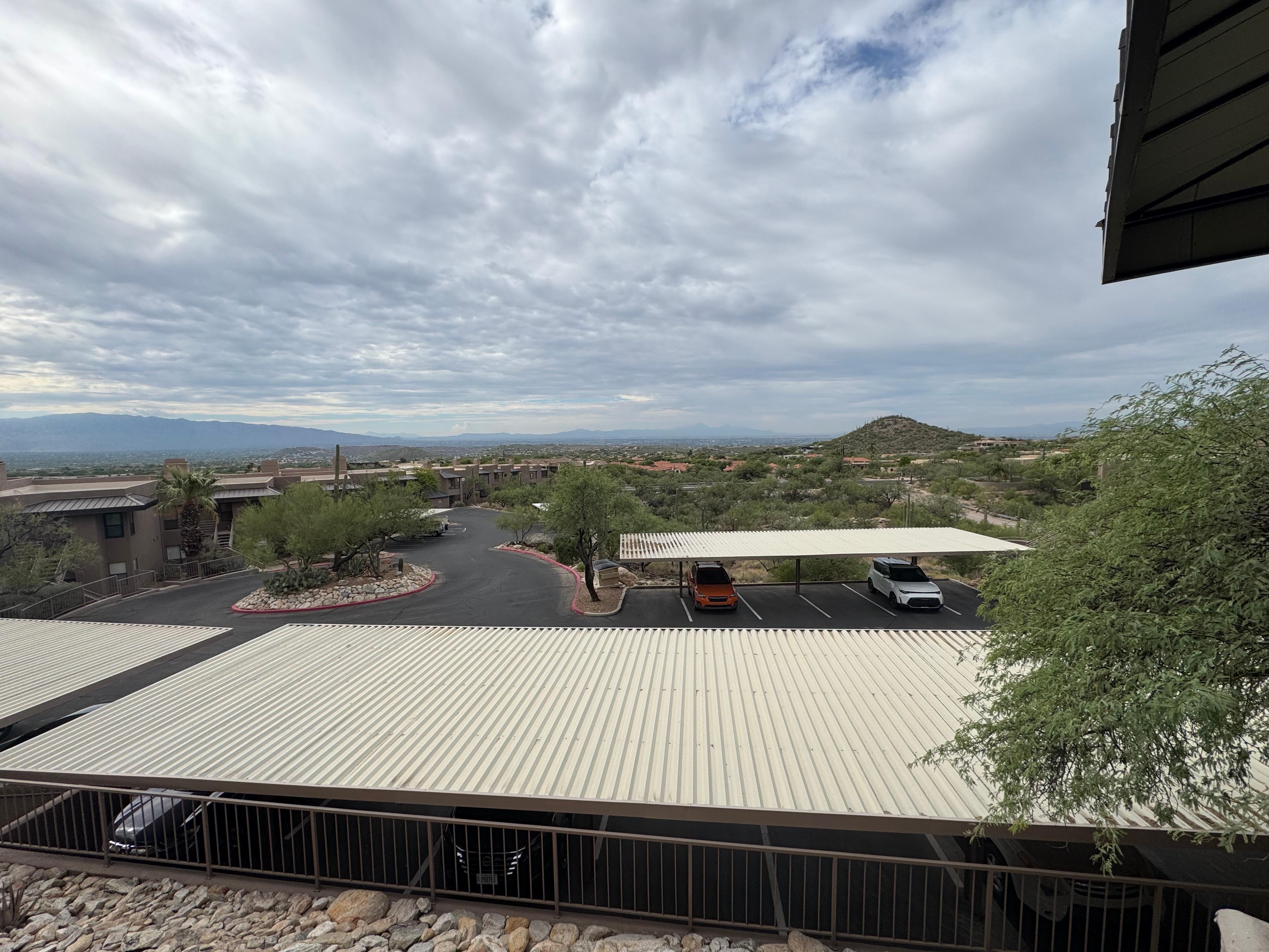 Easy parking.  Stairs required to enter unit.  But makes for better views!