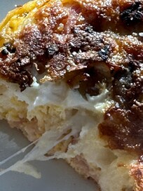 Egg whites visible and burned on the outside