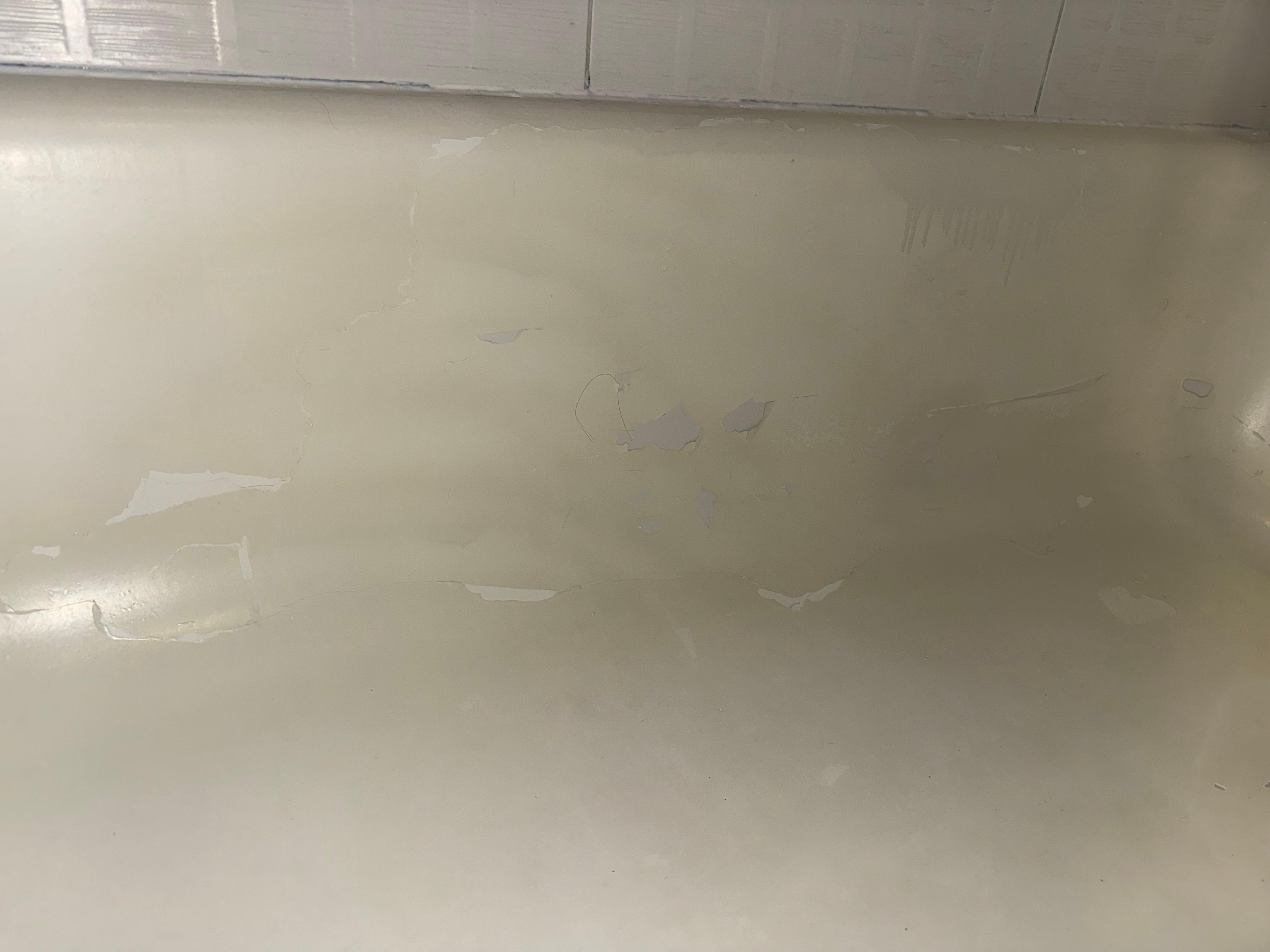 Bathtub is falling apart, not clean. Hair still in the tub, not from us. 