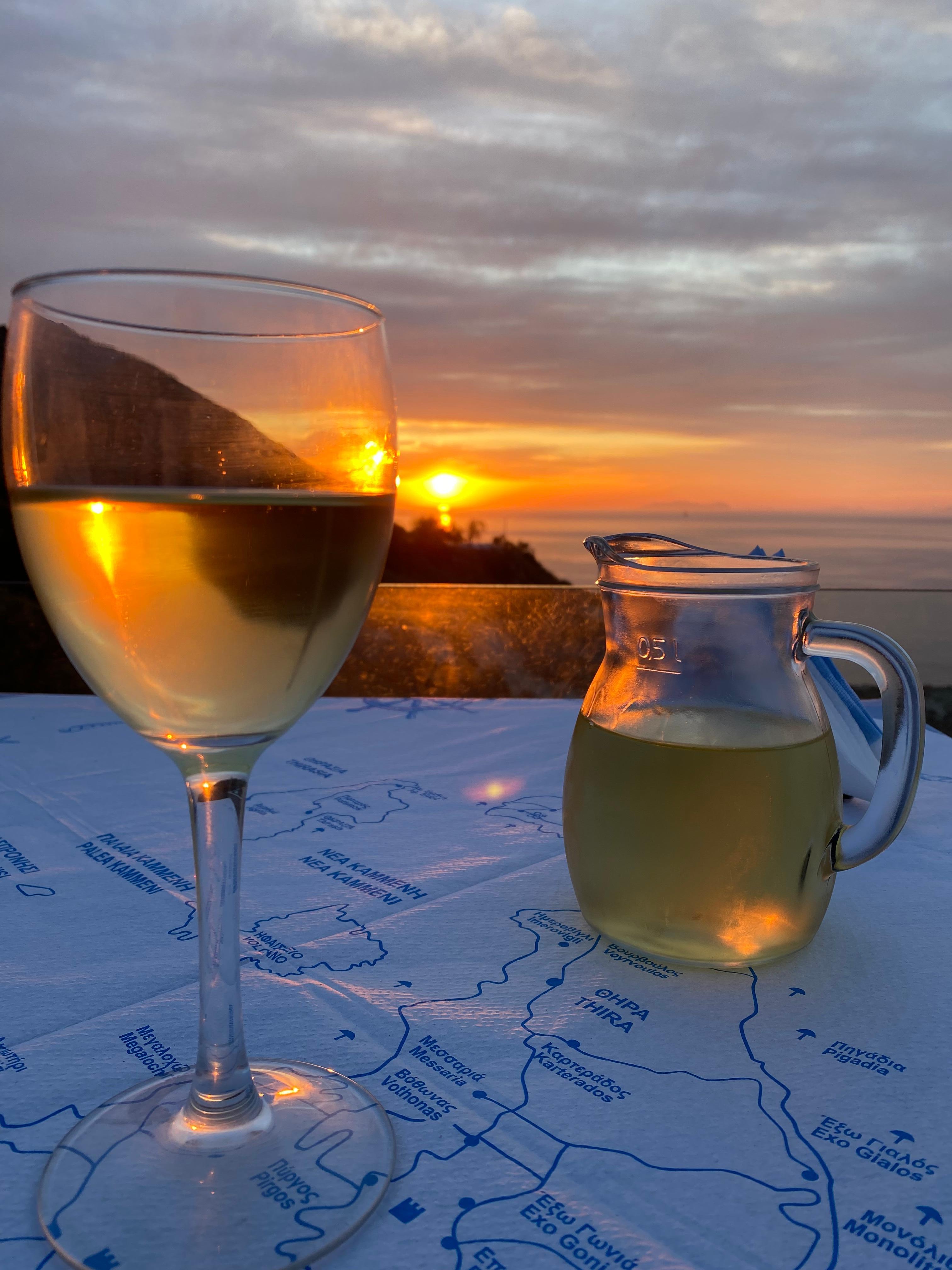 View of sunset from Giorgaros (restaurant near lighthouse).