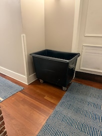 This laundry cart was never put away at night. Sometimes it was empty. Other times ...