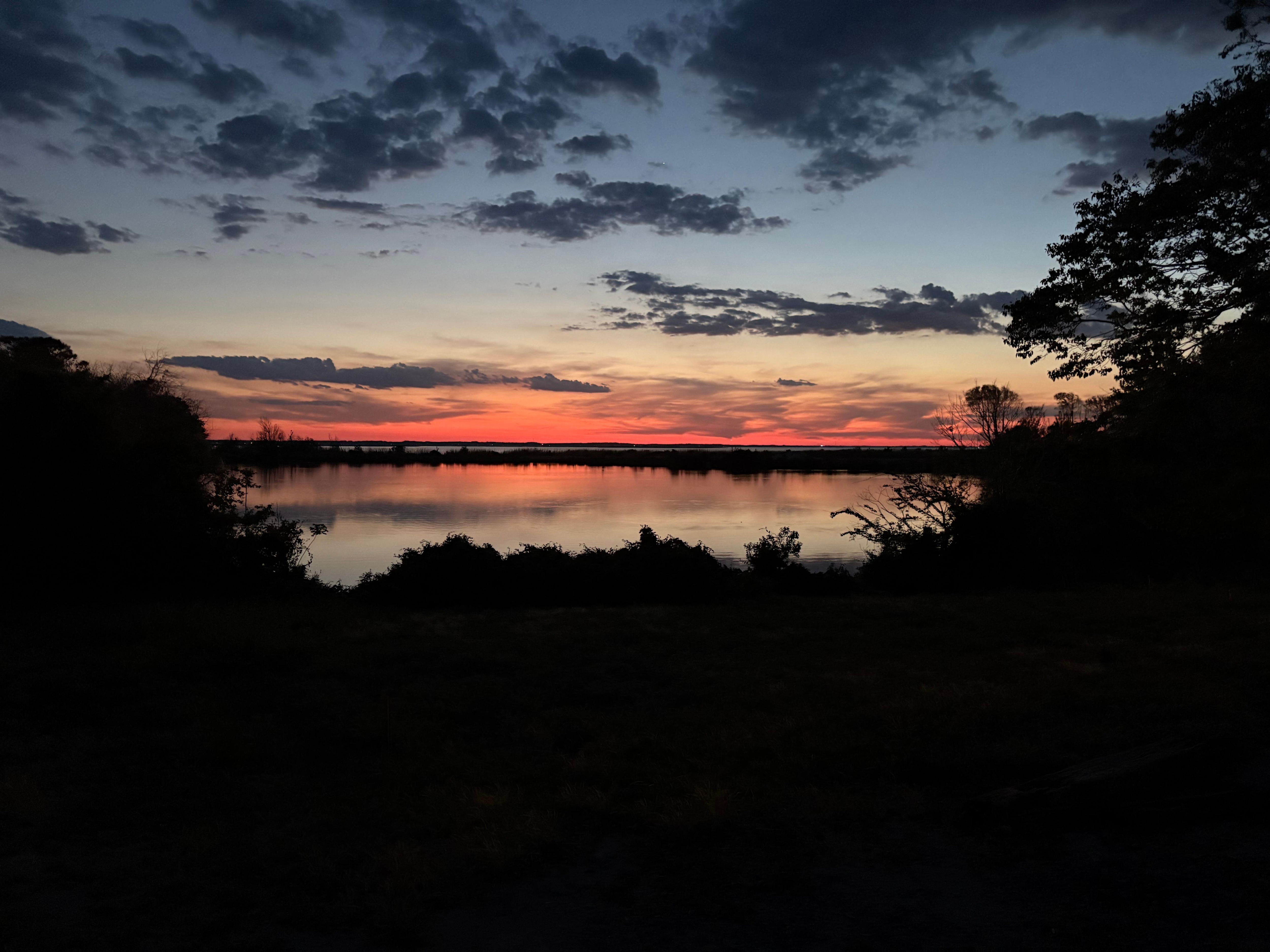 Beautiful sunset by the nearby shopping area. 