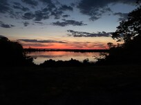 Beautiful sunset by the nearby shopping area.