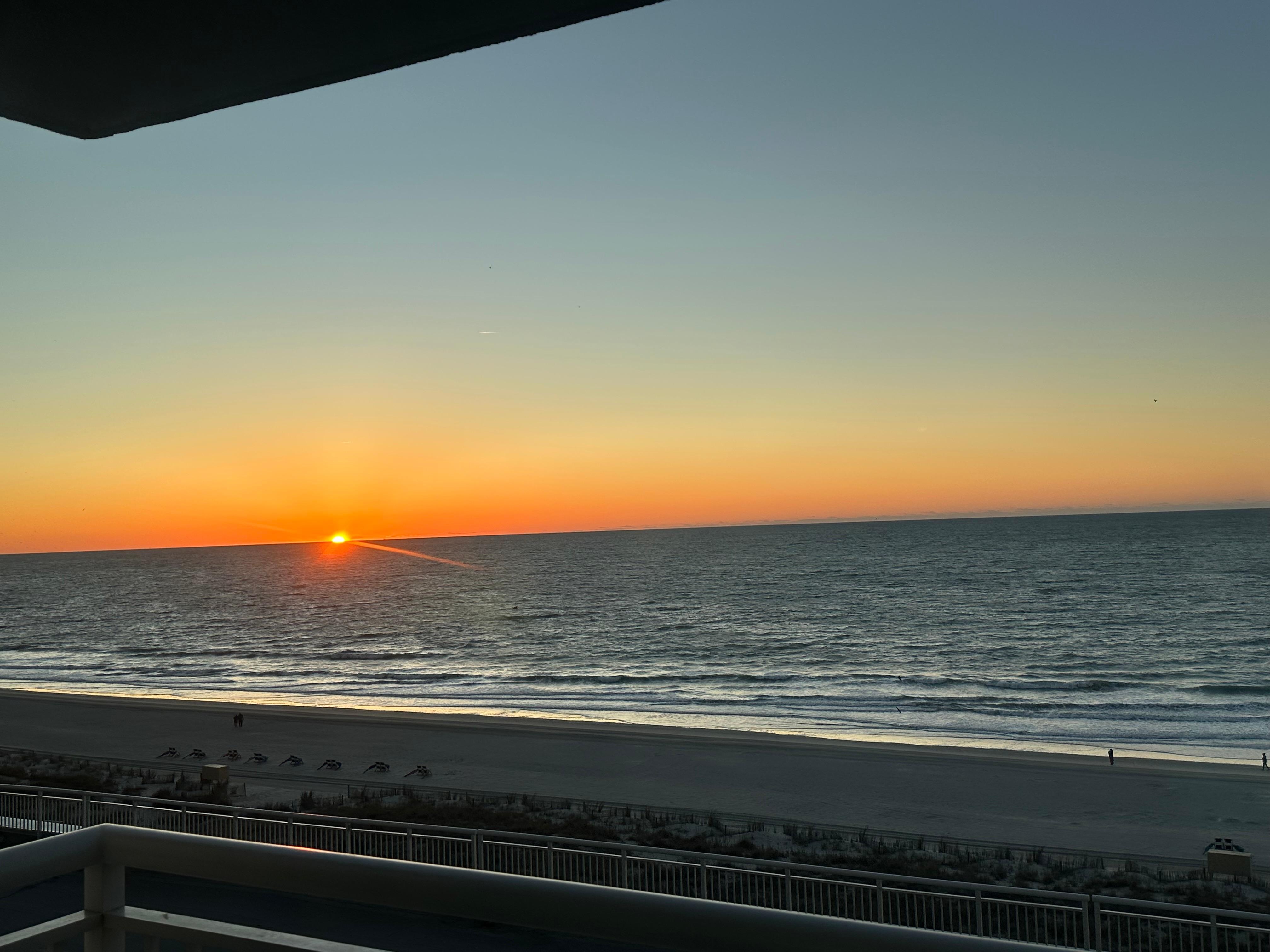 View of the sunrise from our balcony: