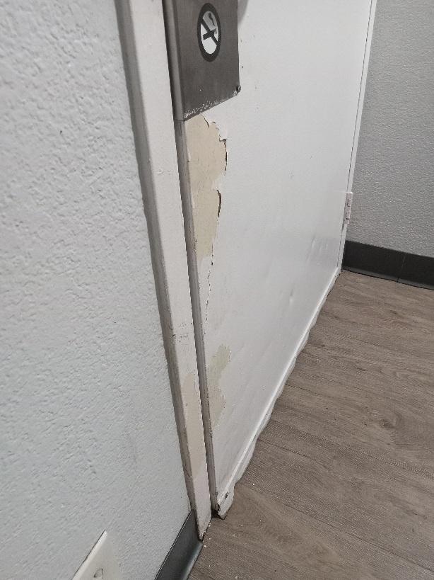 Front door previously kicked in wont close all the way, deadbolt wont latch