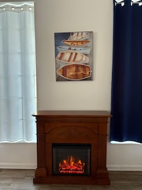 On a cool morning I loved the fireplace!