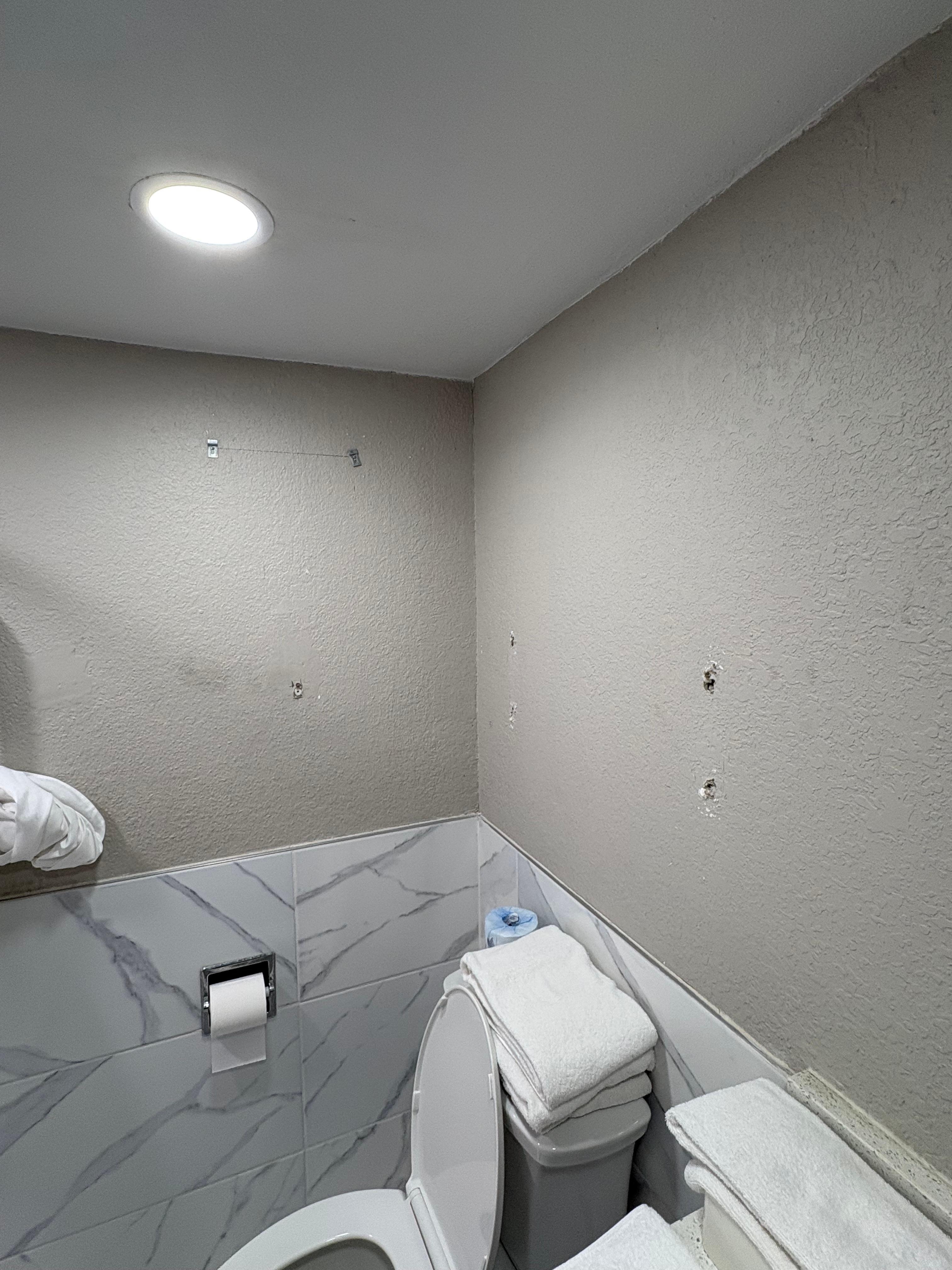 Holes in walls of bathroom 