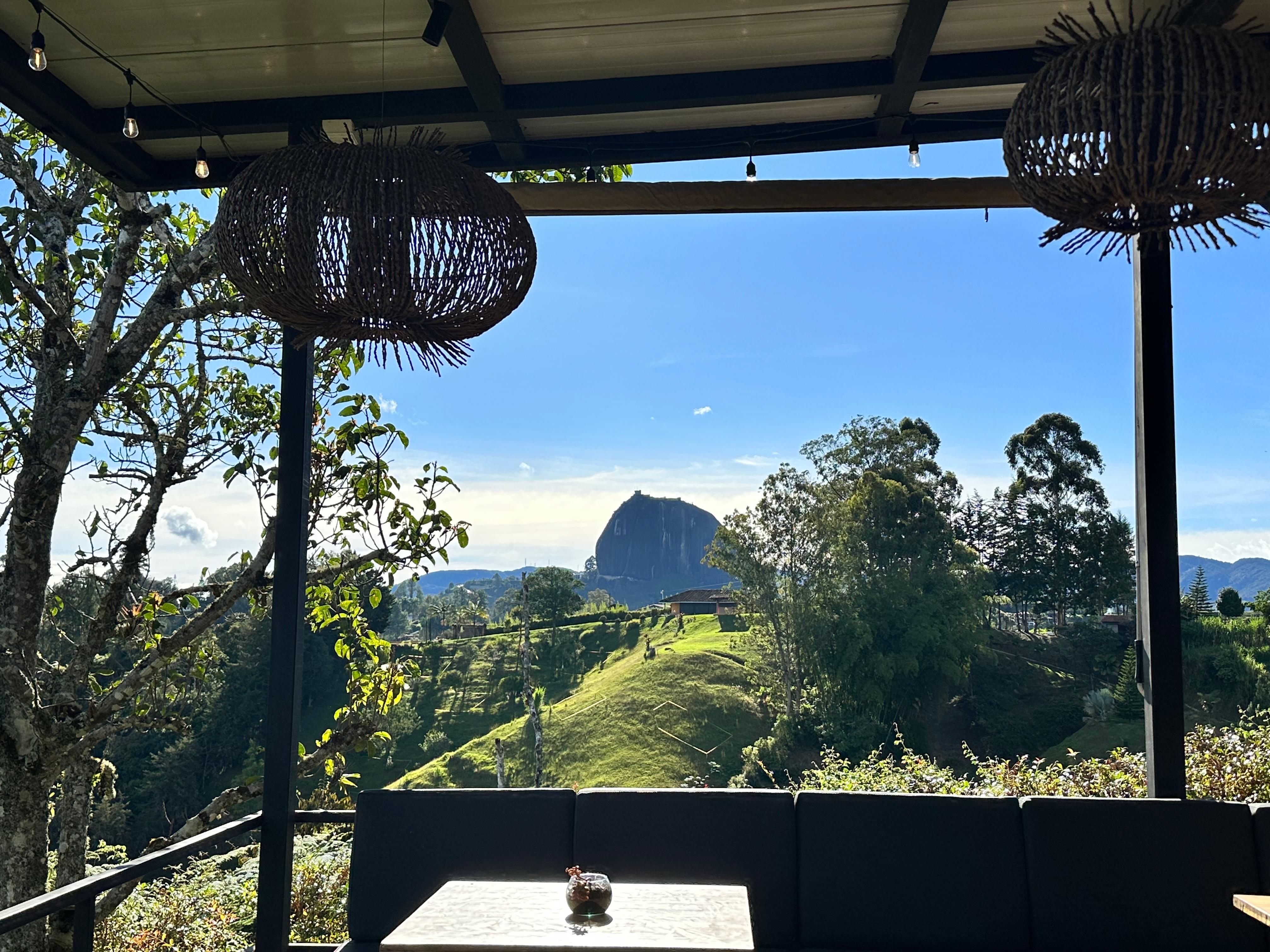 View of El Peñol from restaurant