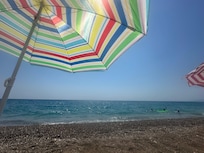 On the beach 100m from the hotel!