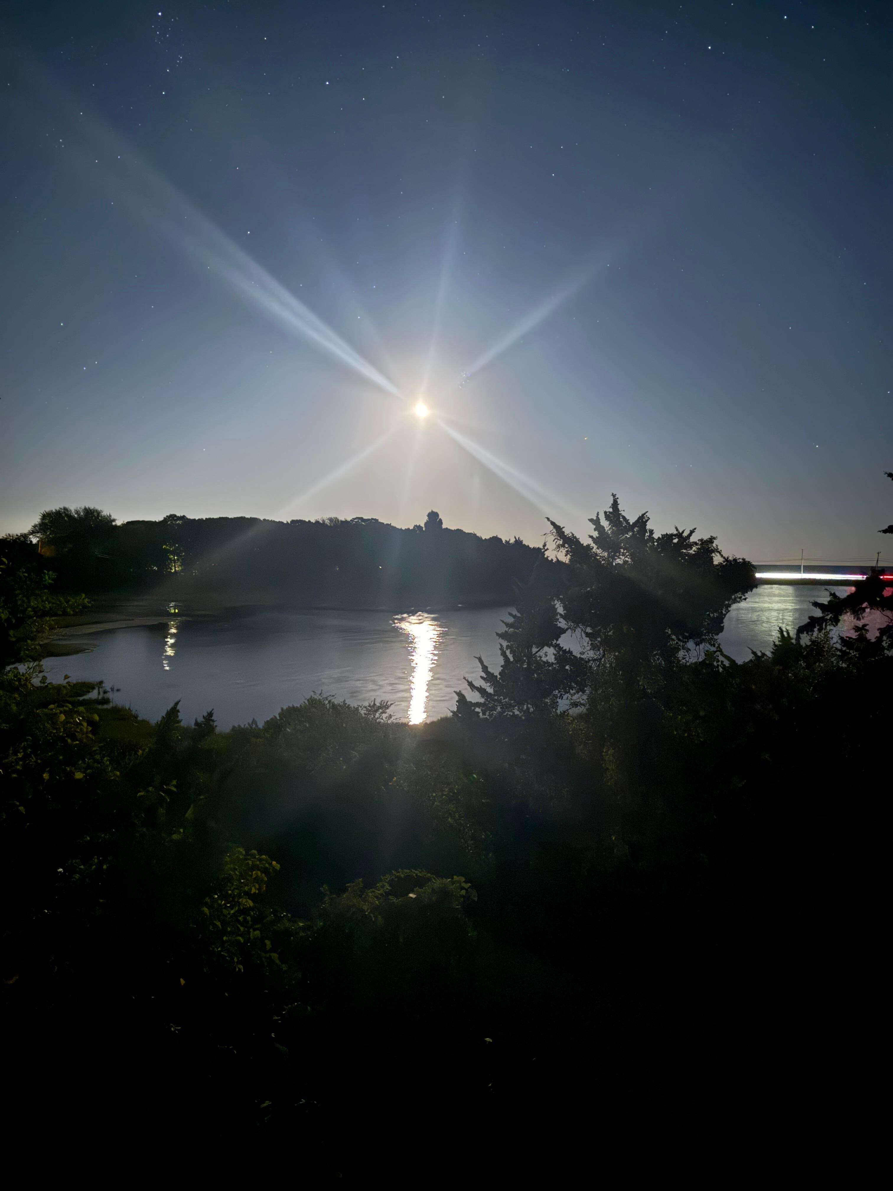 Moon rising from the porch 
