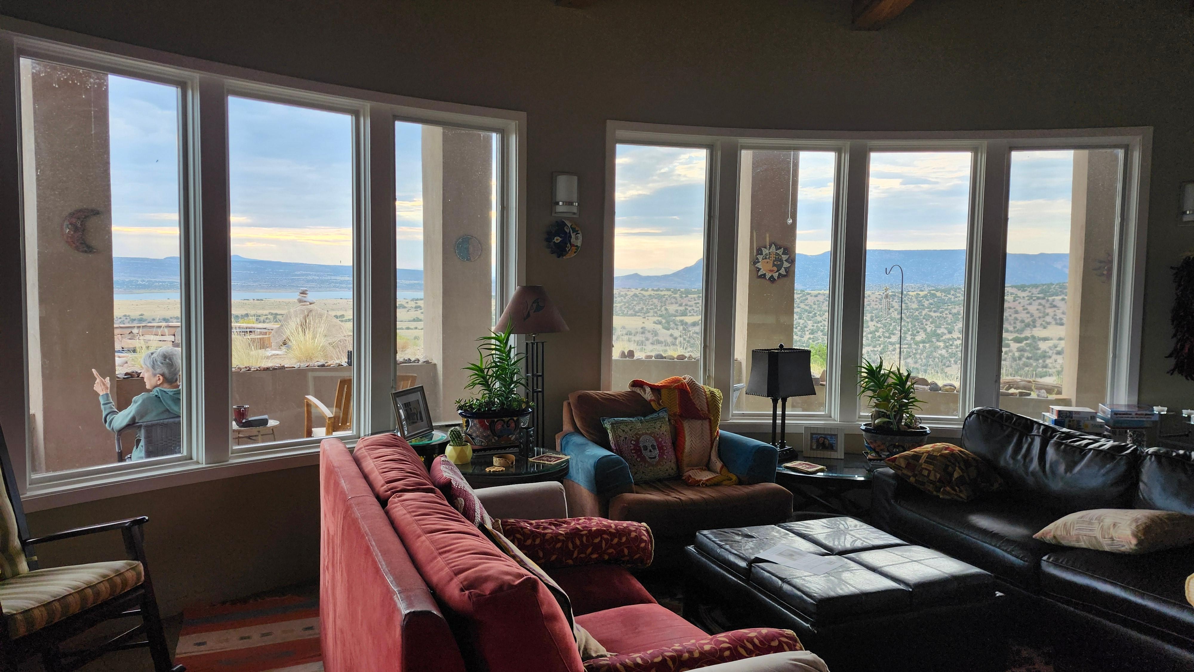 Cozy living area with panoramic views!