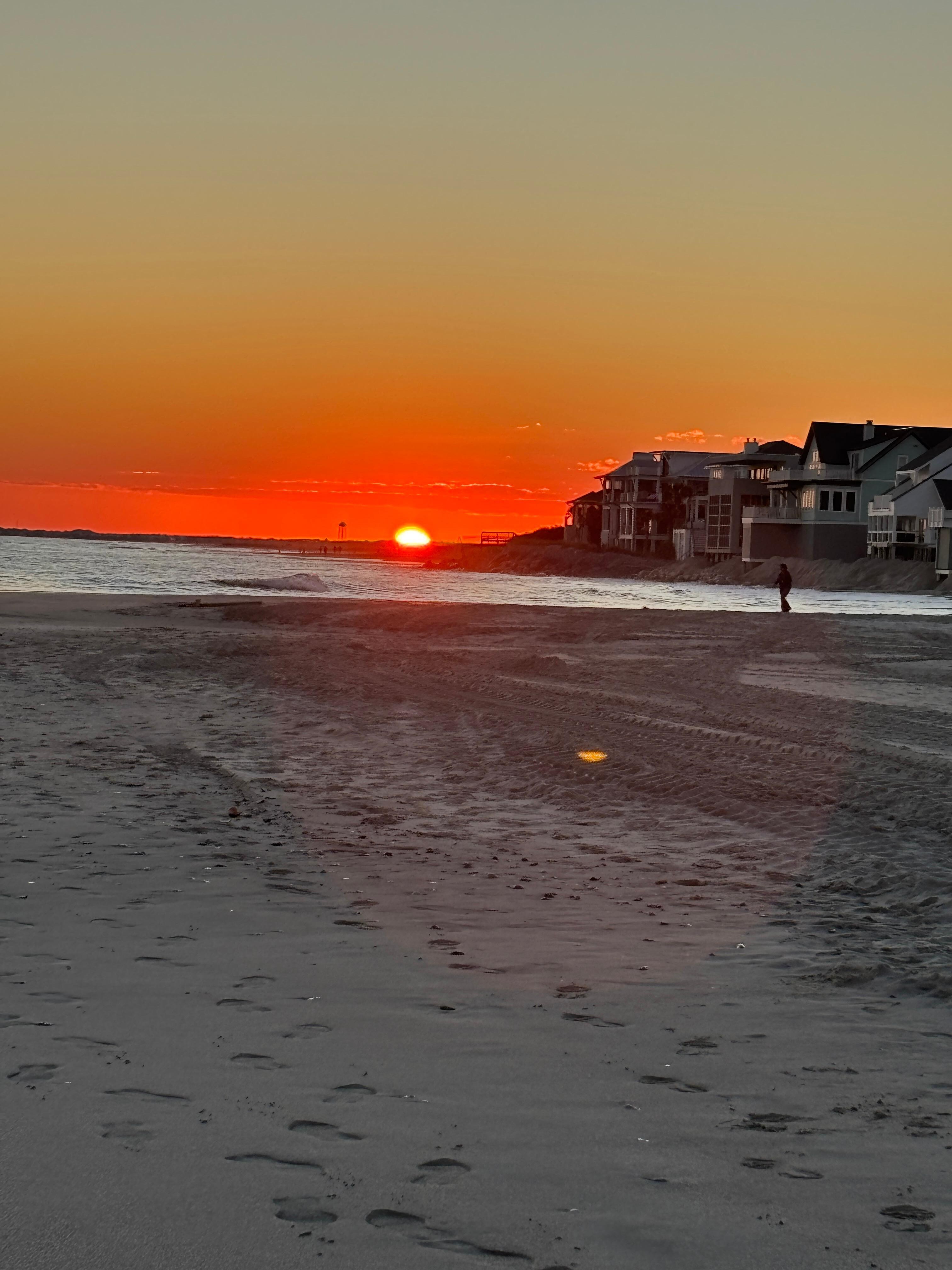 Sunset down the beach