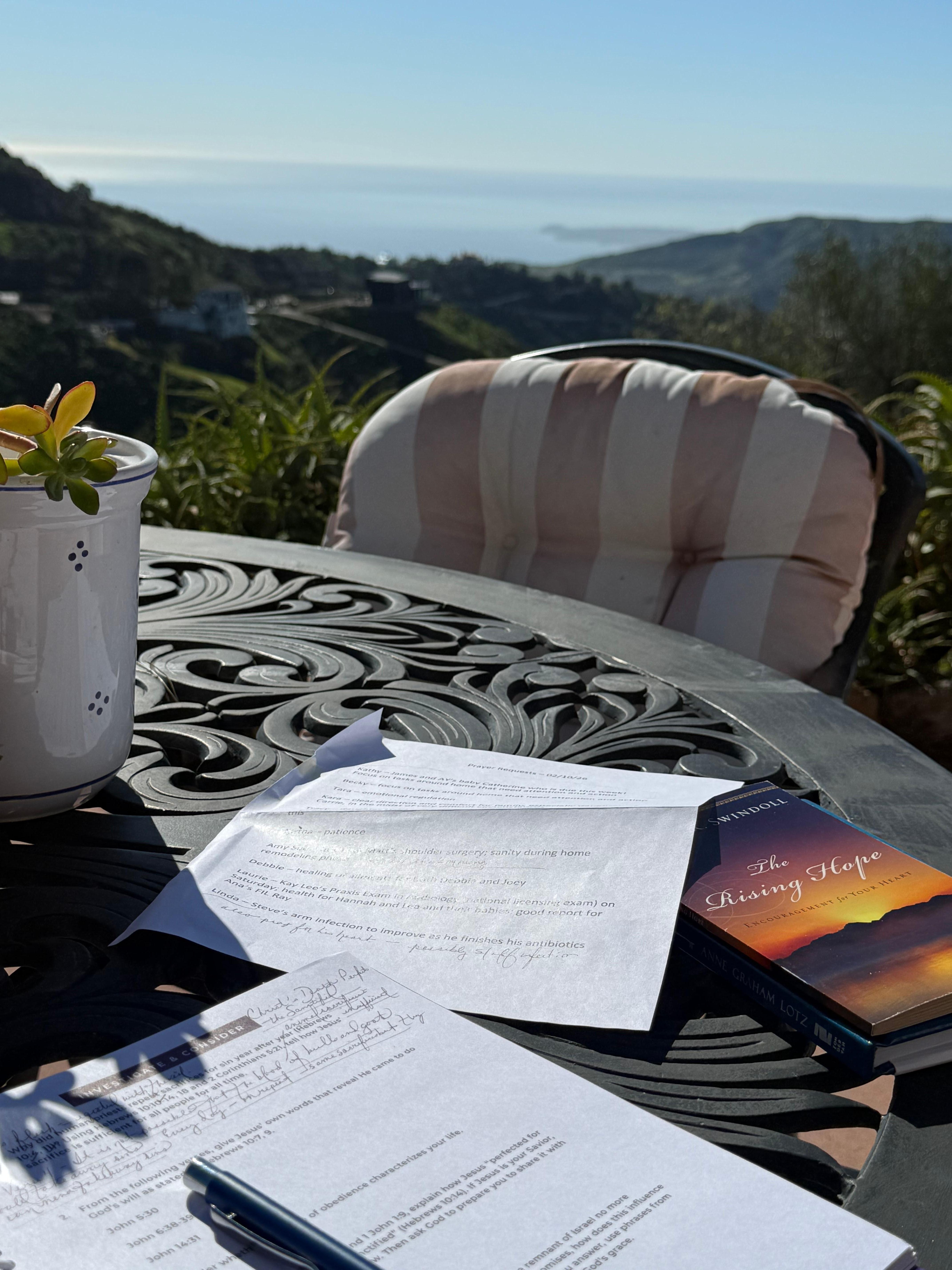 There is so much outdoor seating. I
loved reading my Bible on the back patio in the mountains overlooking the ocean. 