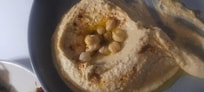 Hummus and bread from the SkyDomw Restaurant