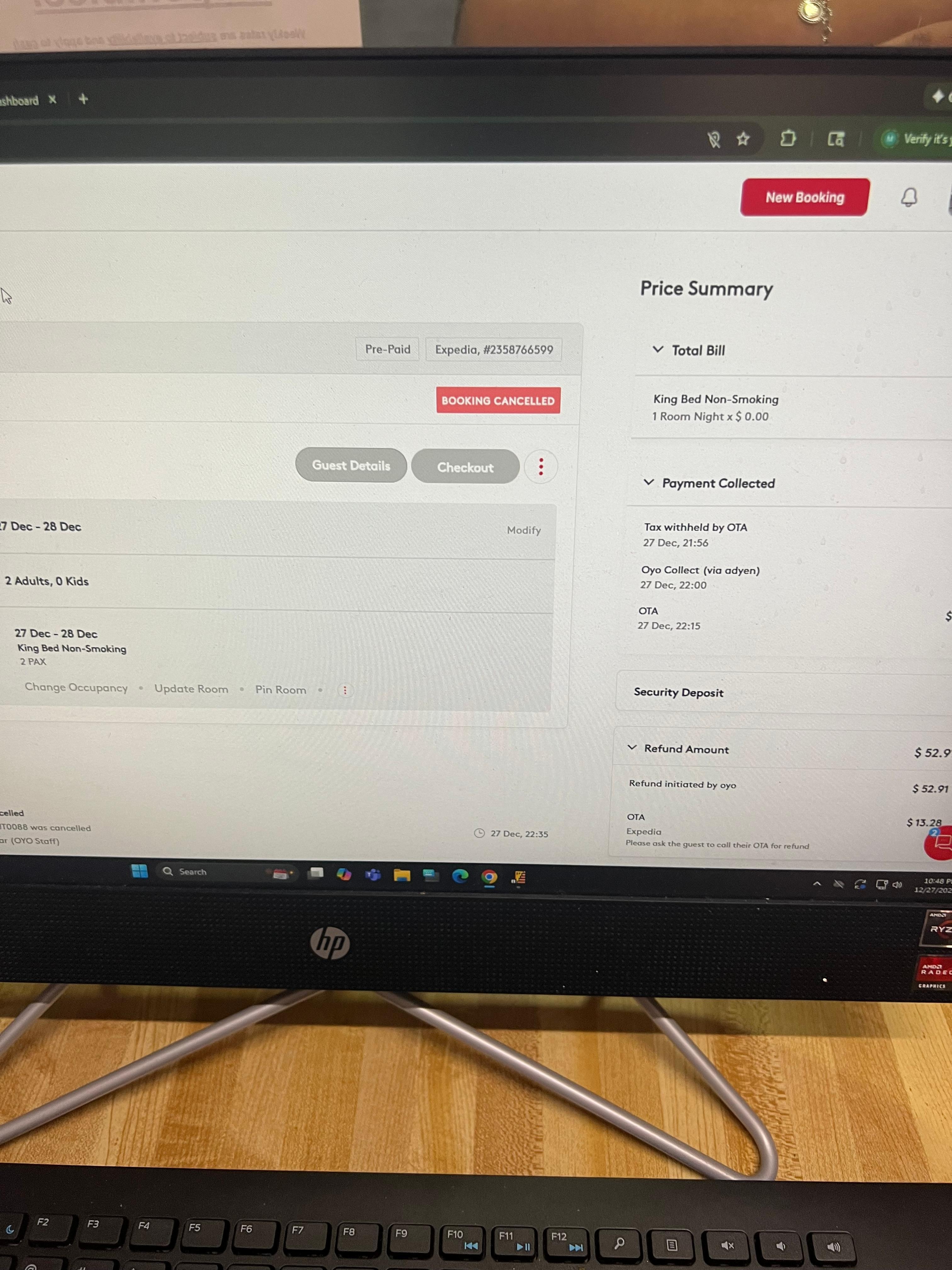 Proof that the reservation was canceled on the hotels part not mine. 