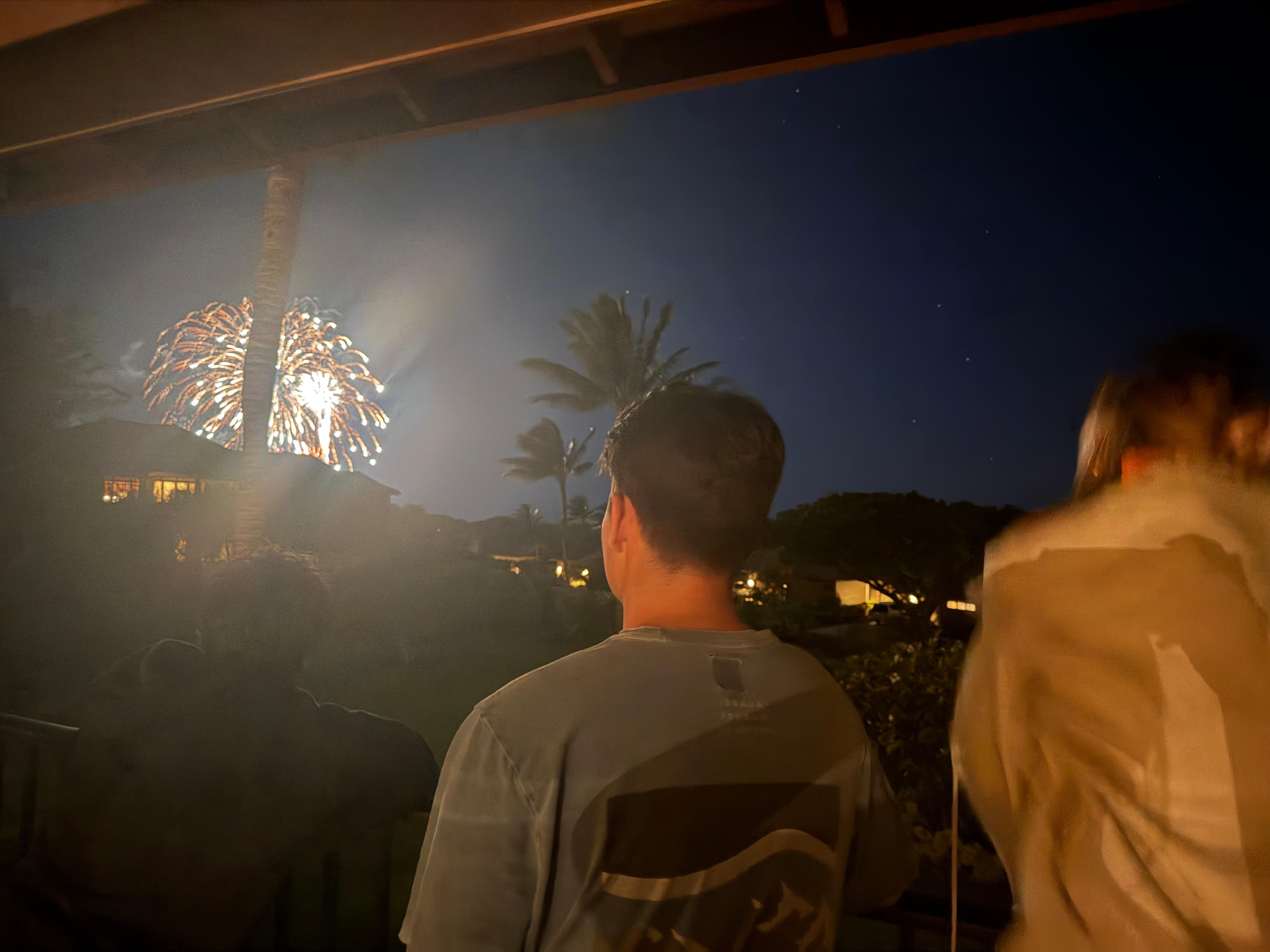 Fireworks at fairmont inn seen from house lanai 
