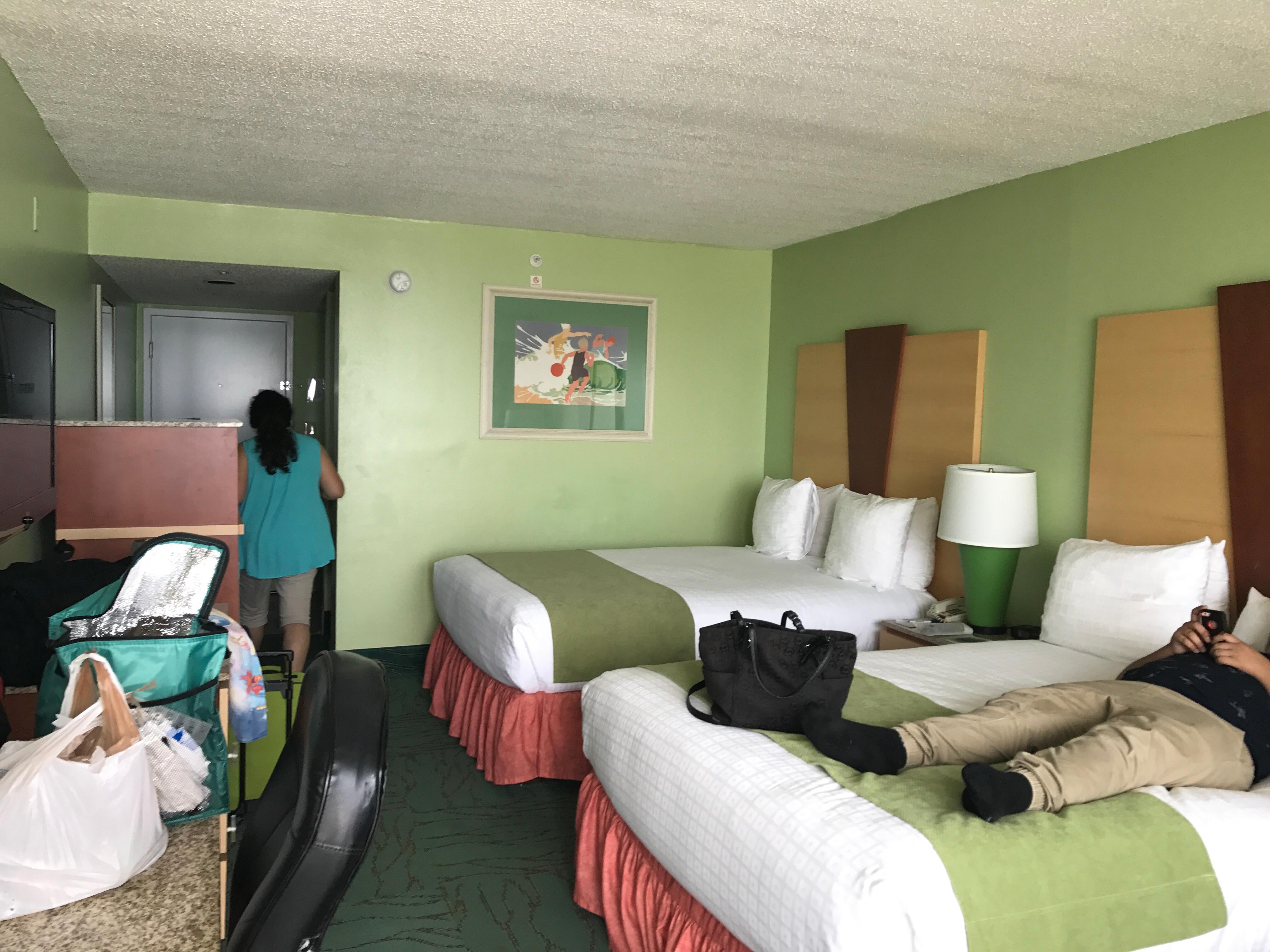 Double queen beds.