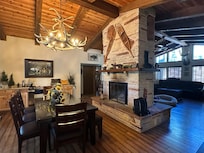 Dining room with two sided fireplace