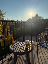 Morning coffee and a river view.