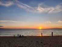 Sunset from the beach at the end of Lipoa