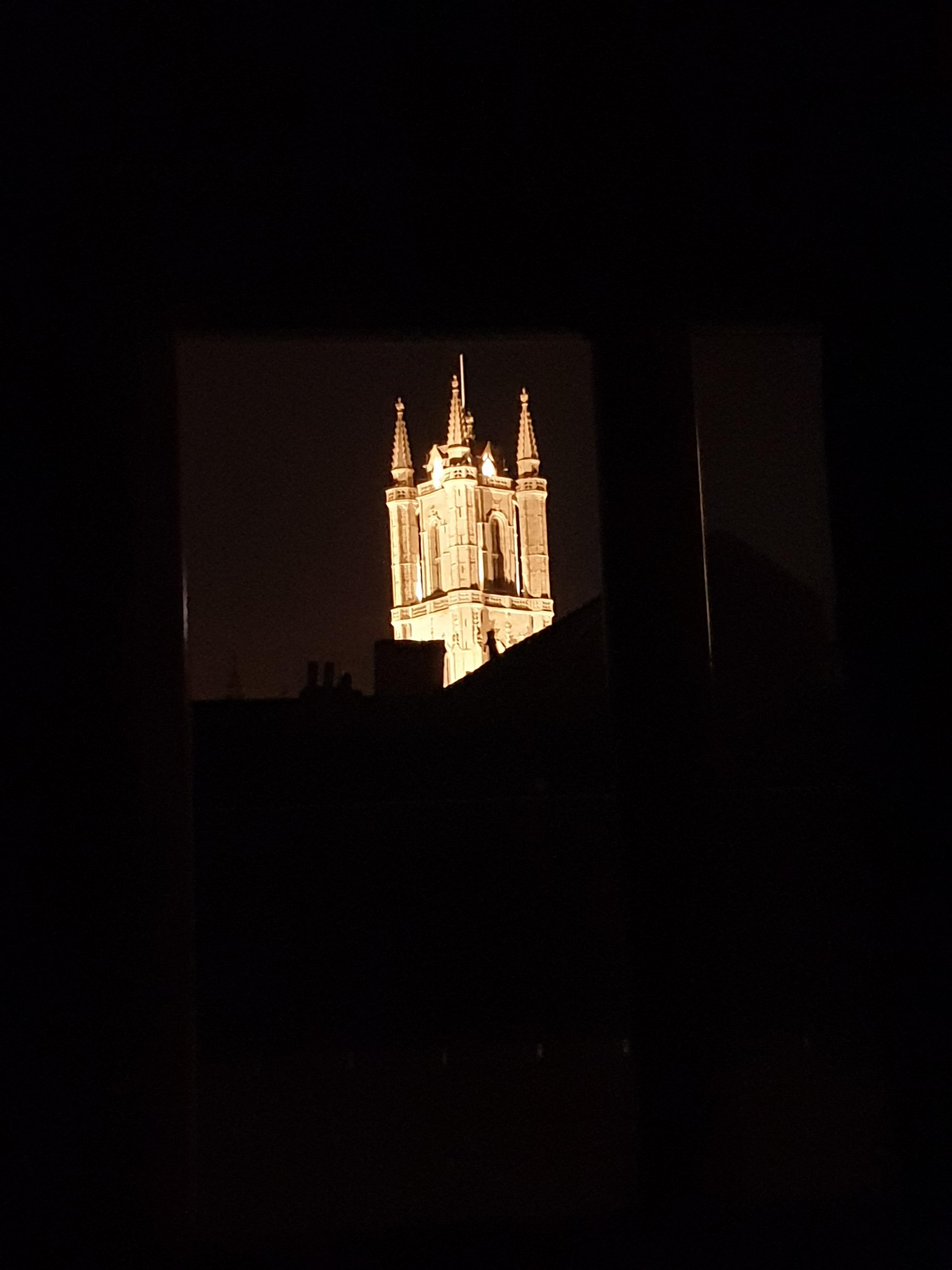 Prachtig uitzicht op de Sint Baafskathedraal vanuit onze kamer