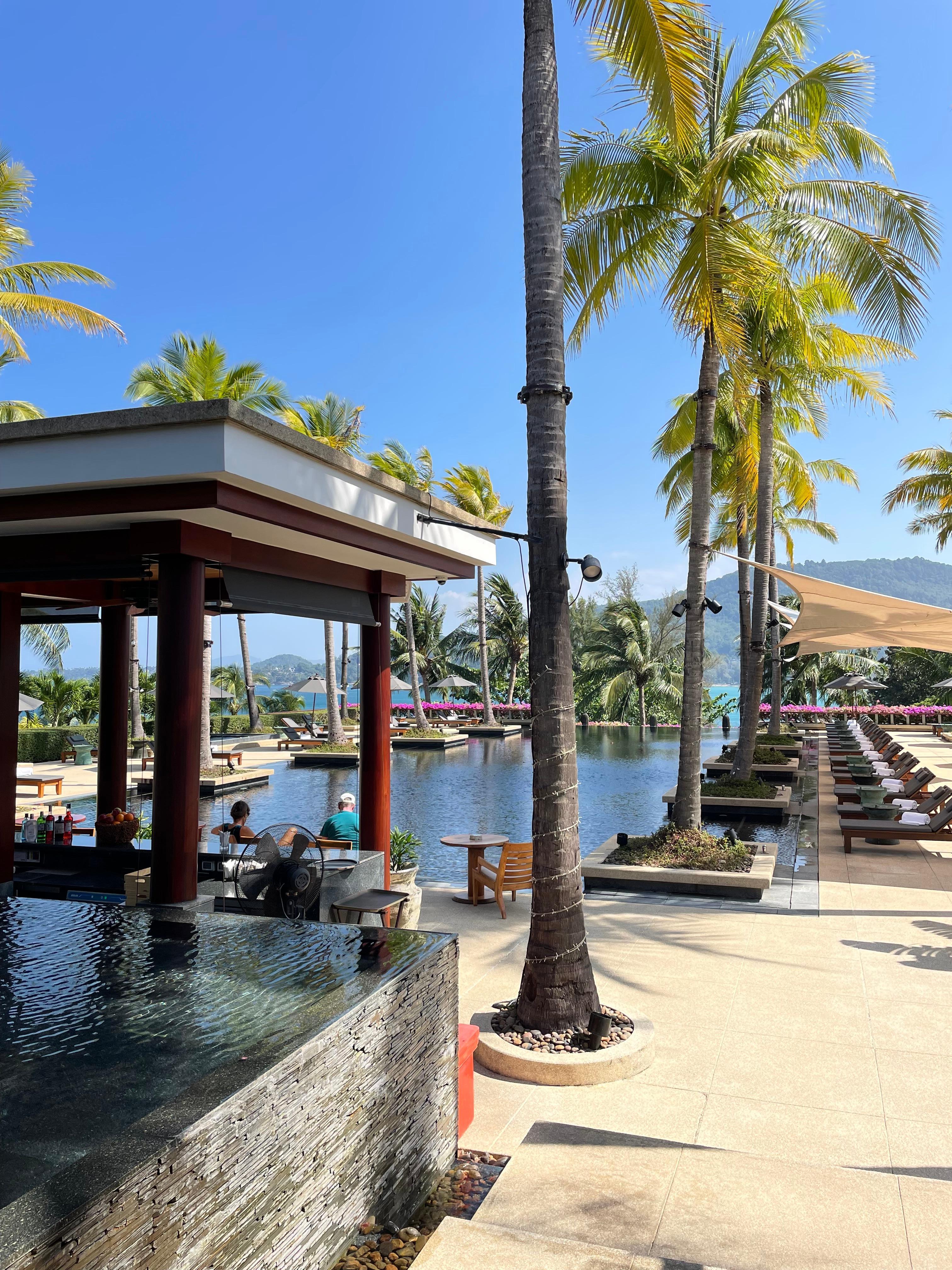 Hotel pool with pool bar area