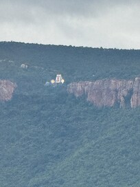 The famous sign of Lord Venkateshwara visible from the room