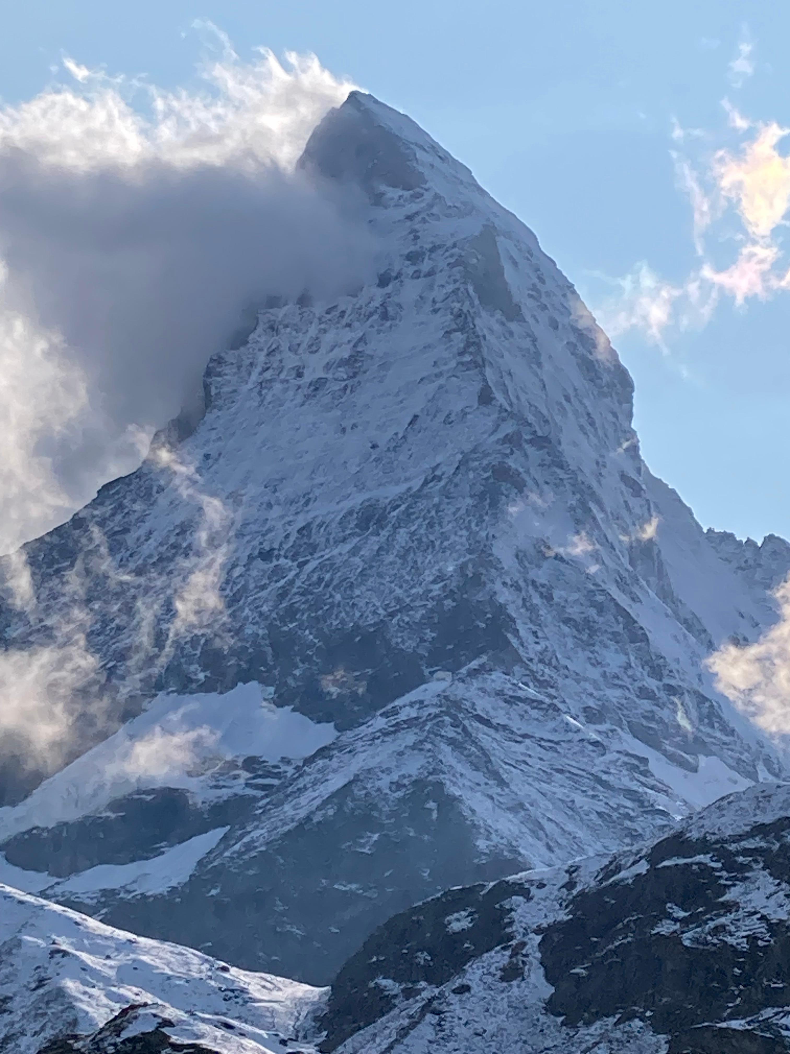 Matterhorn in the evening. View from the balcony. 