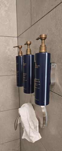 The shower accessories are designed so one can see when they need replenishment- so finding out mid shower that one is empty is not something you should have to be dealing with