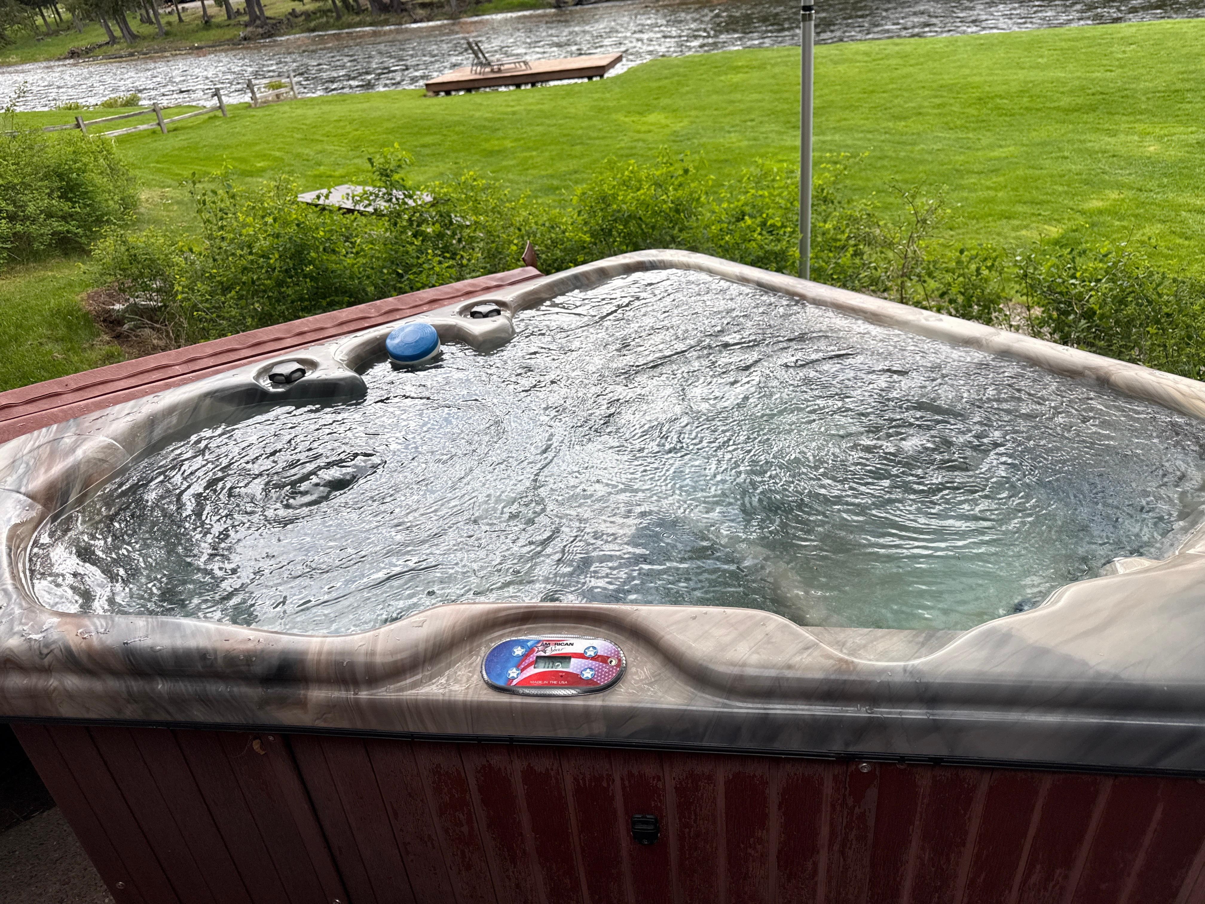 Hot tub felt so good at night when it got colder 