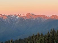 First sunlight hitting Mt. Olympus