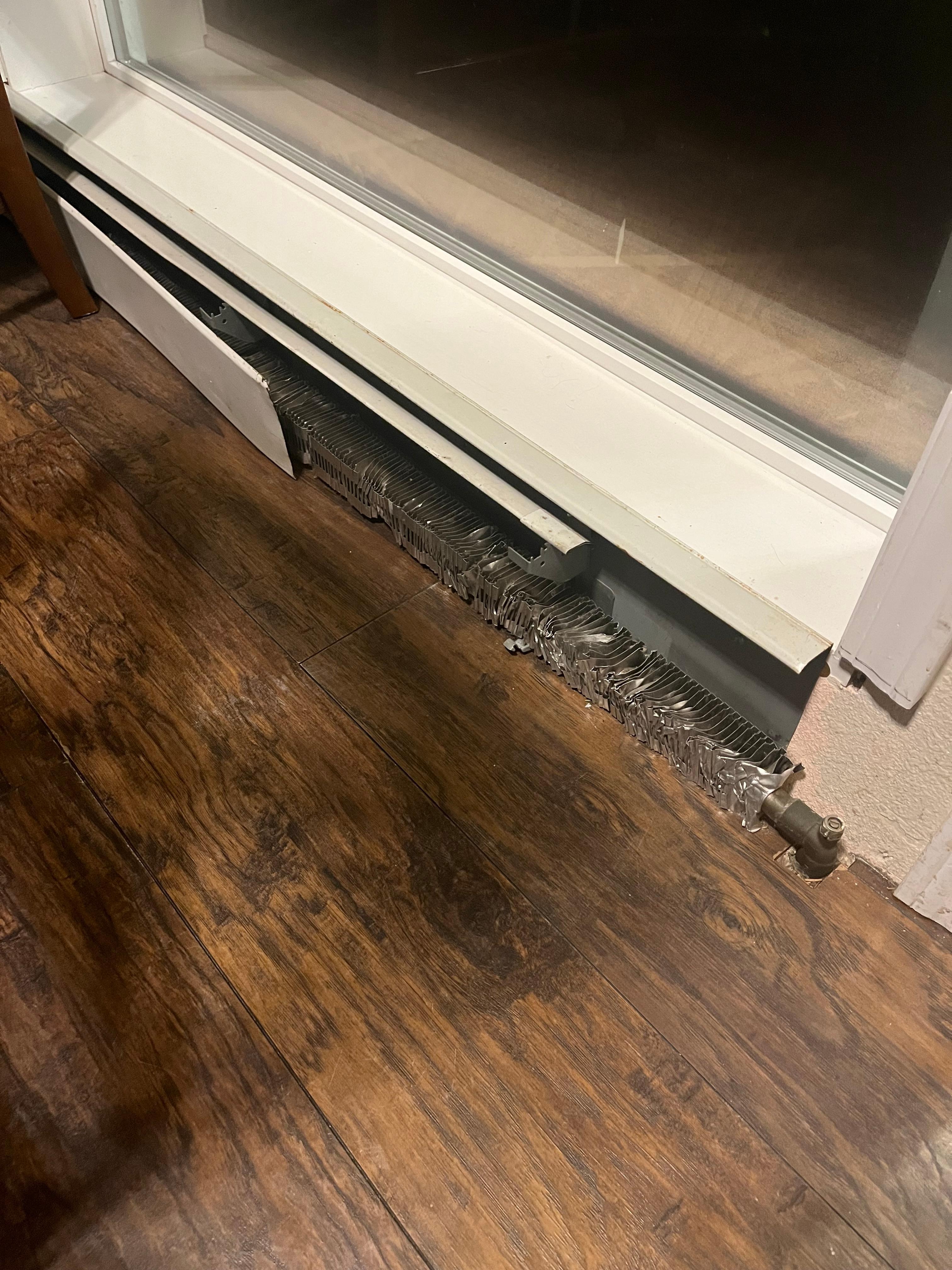 exposed metal from baseboard meater