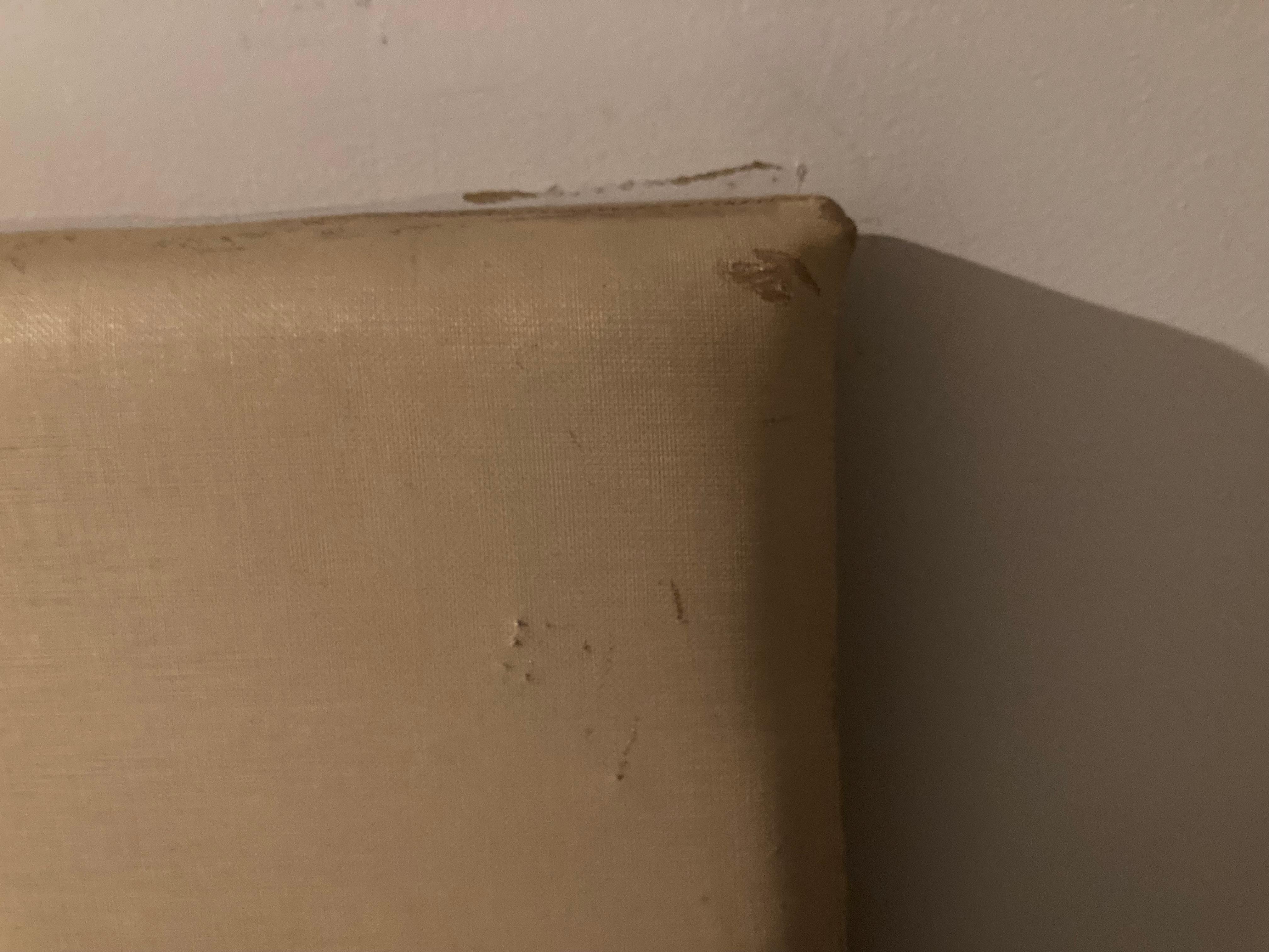 Paint peeling and wood pulling away from wall 