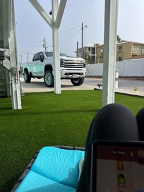 Relaxing in a comfortable, swinging lounger