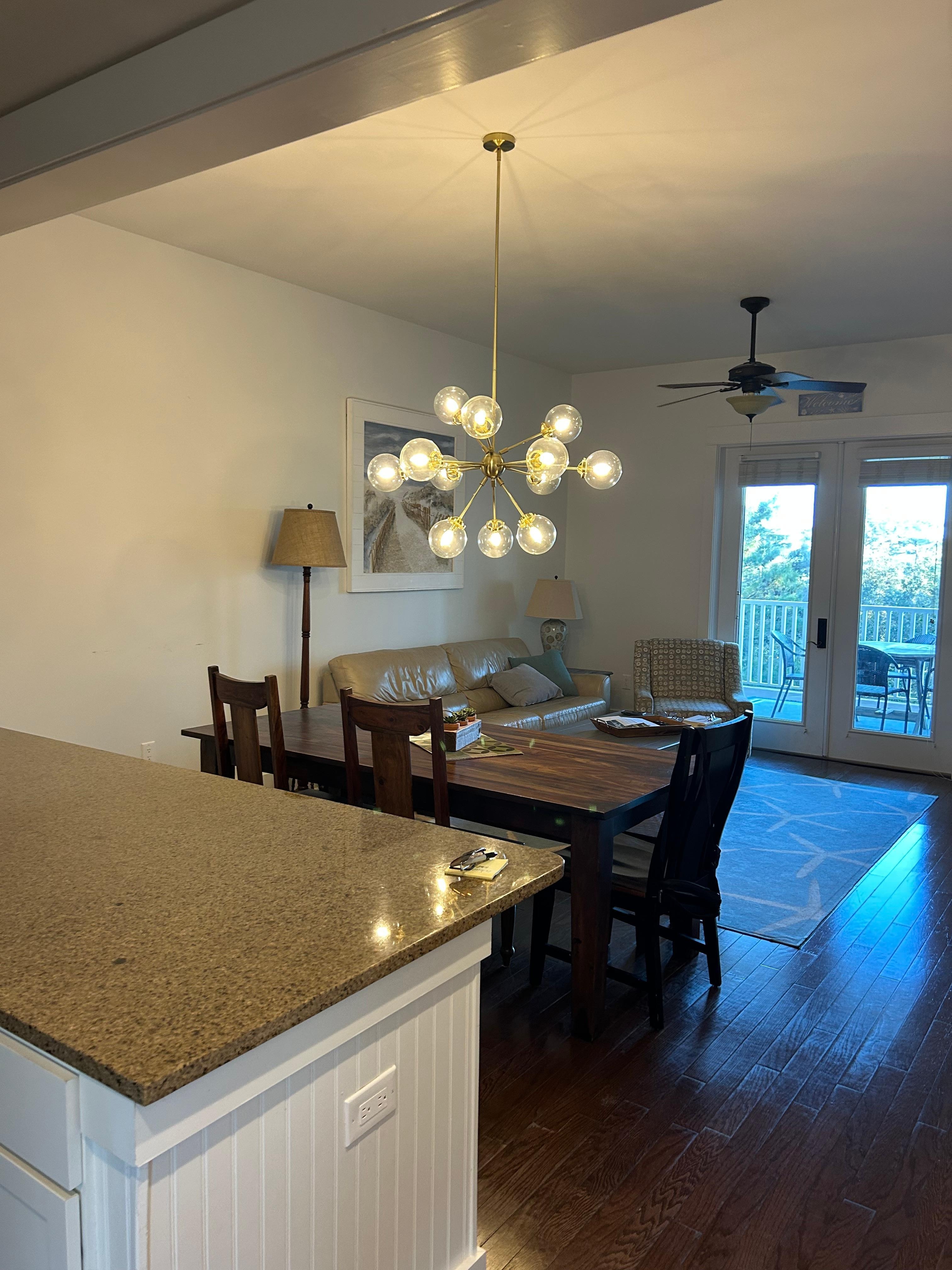 Dining area and living room