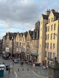 View from the window. You can see the castle peeking around.