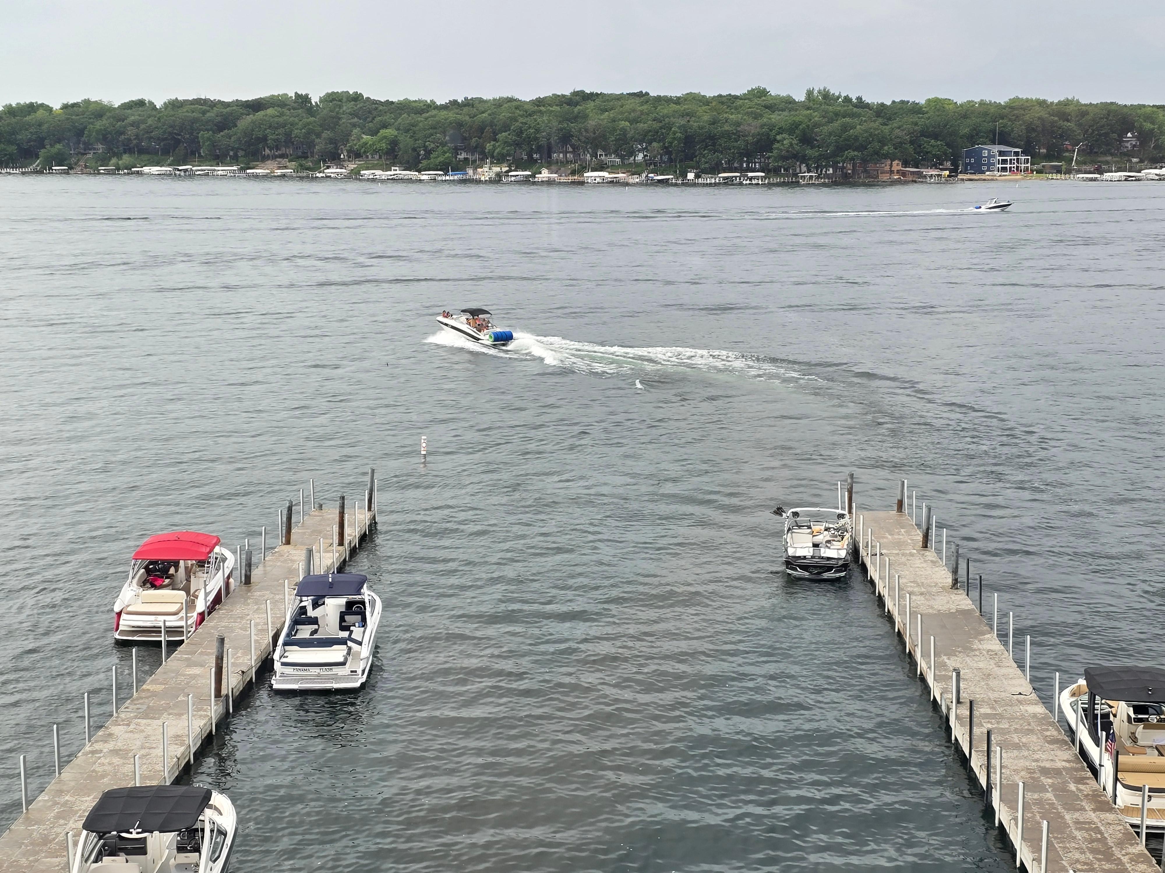 Watching the boats go by.