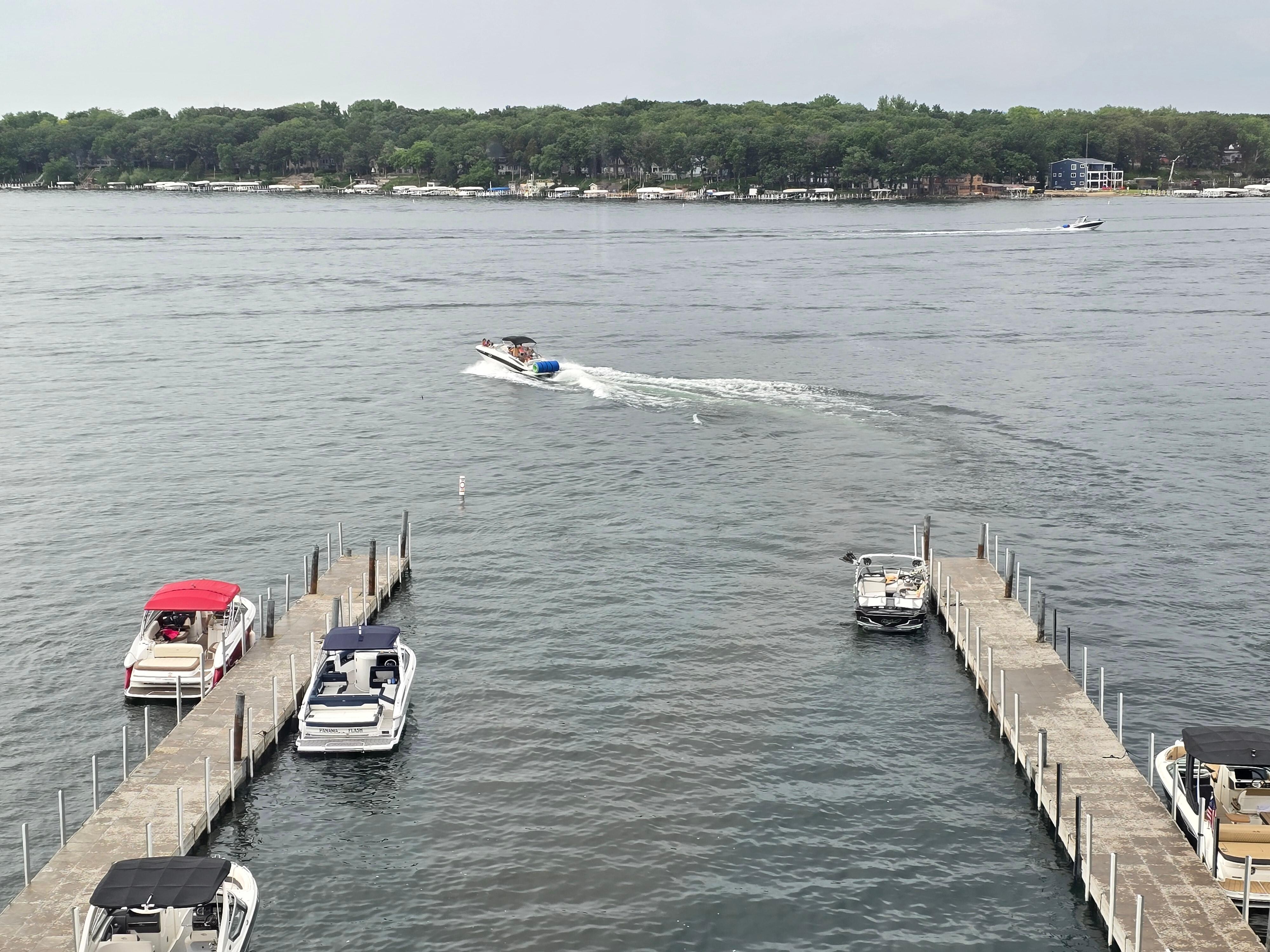 Watching the boats go by.