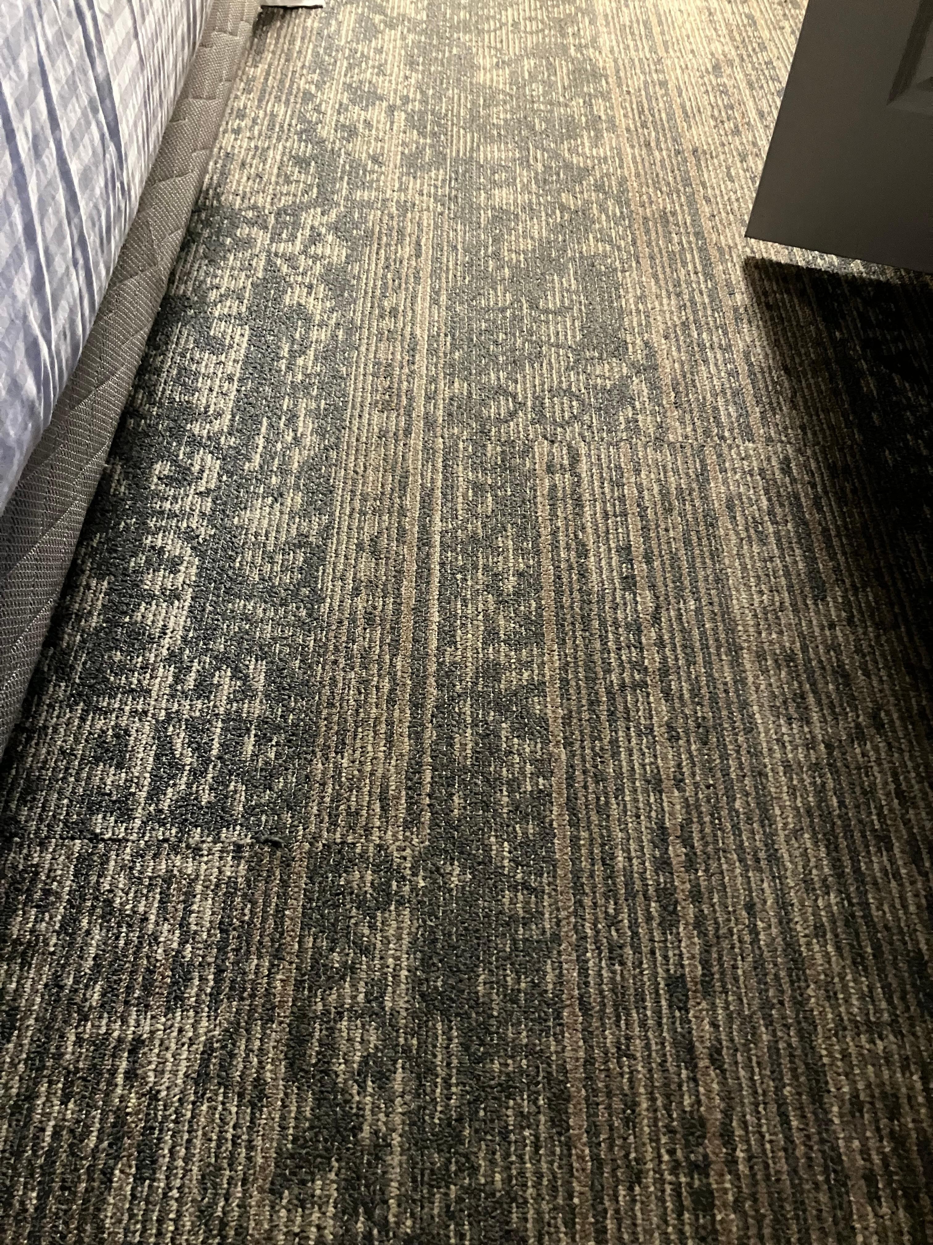 The carpet is so filthy. It’s actually brown.