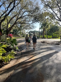 Easy walk to the bus stop and pool!
