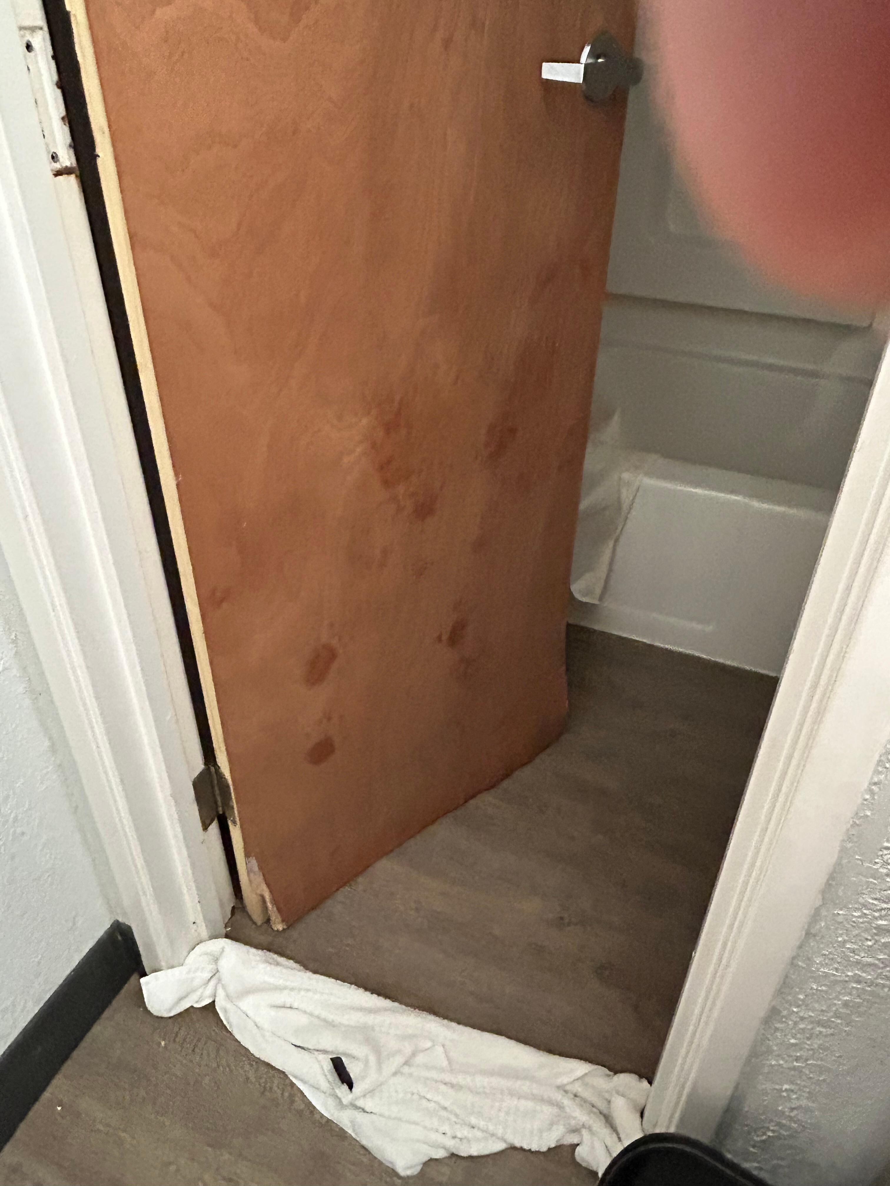 Door to bathroom was warped and could not close completely or lock