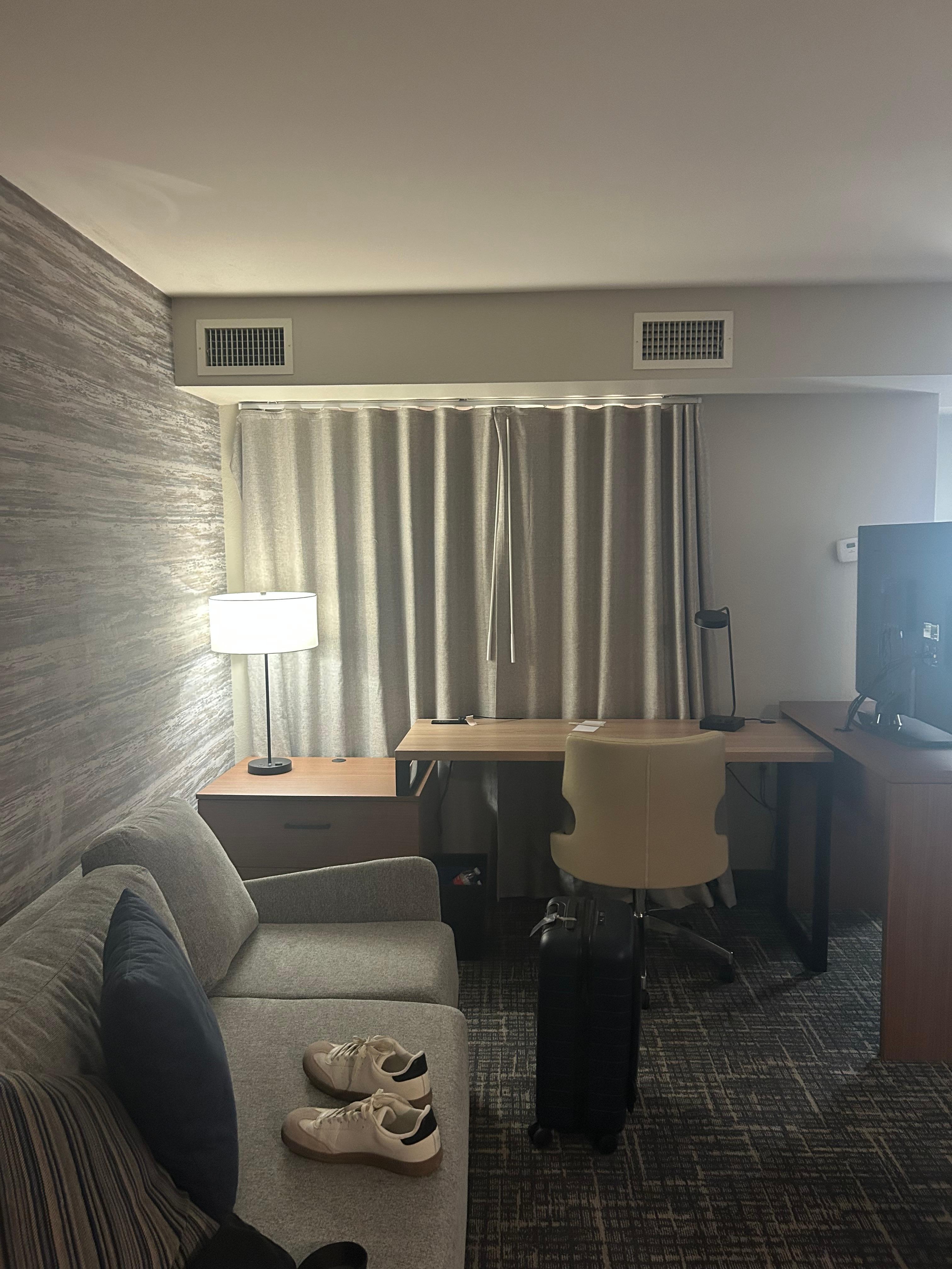 Had a desk and couch 