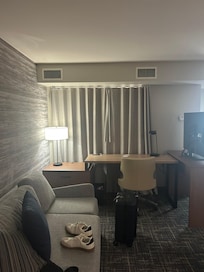 Had a desk and couch