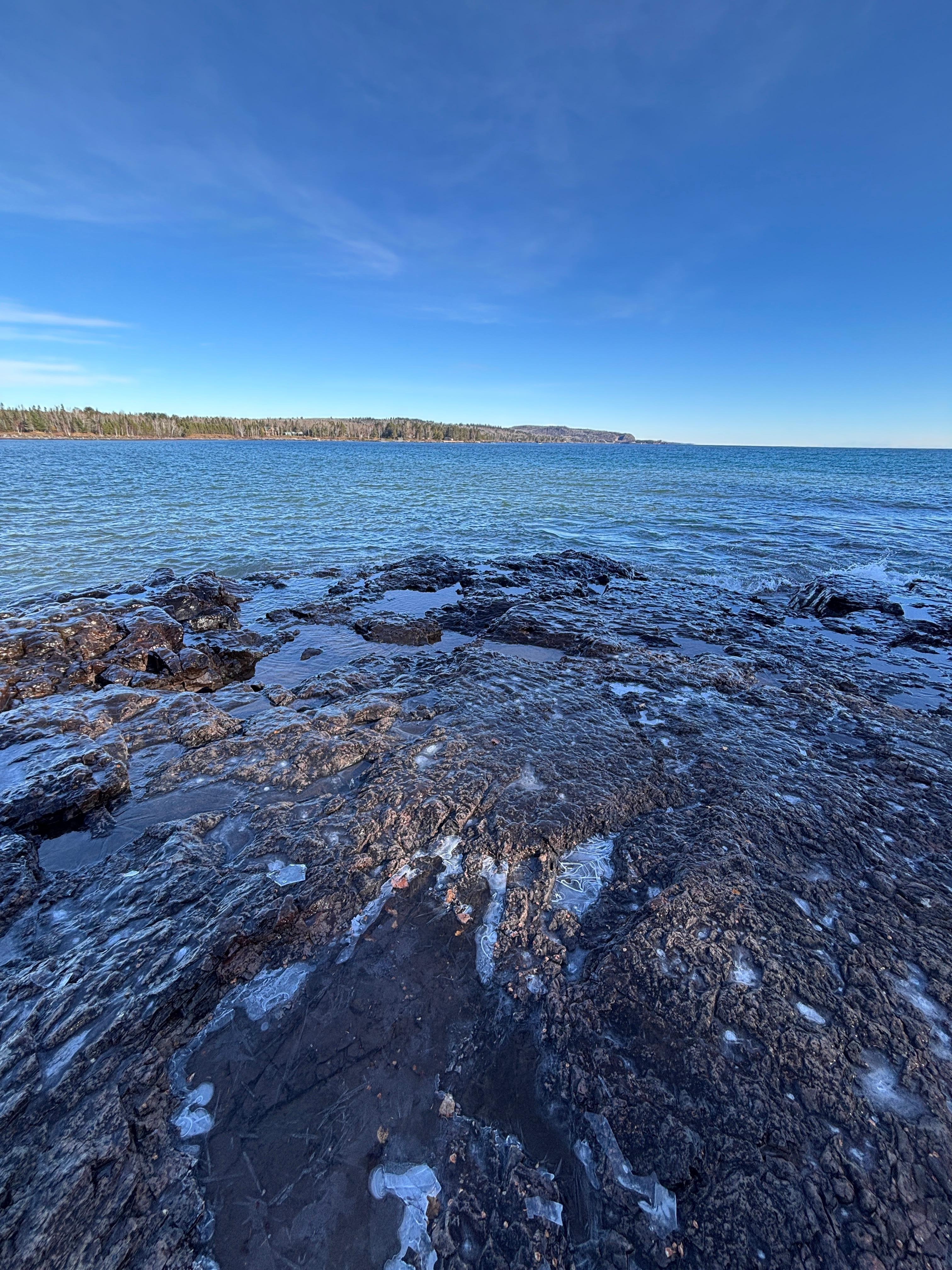 Beautiful Lake Superior shoreline
The view just down from the cabin — crisp air, gentle waves, and pure peace.