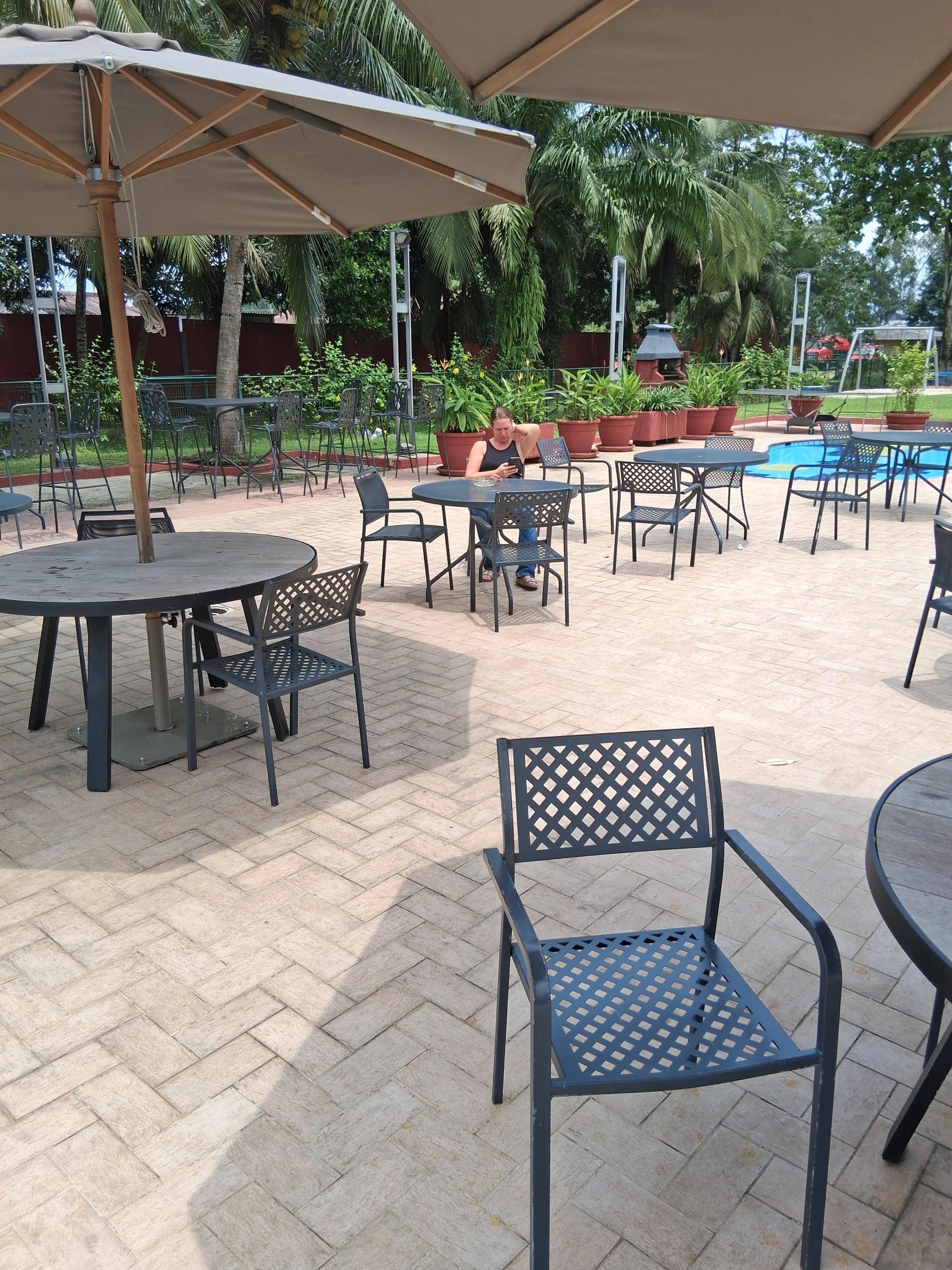 At pool side relaxing