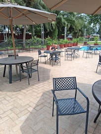 At pool side relaxing
