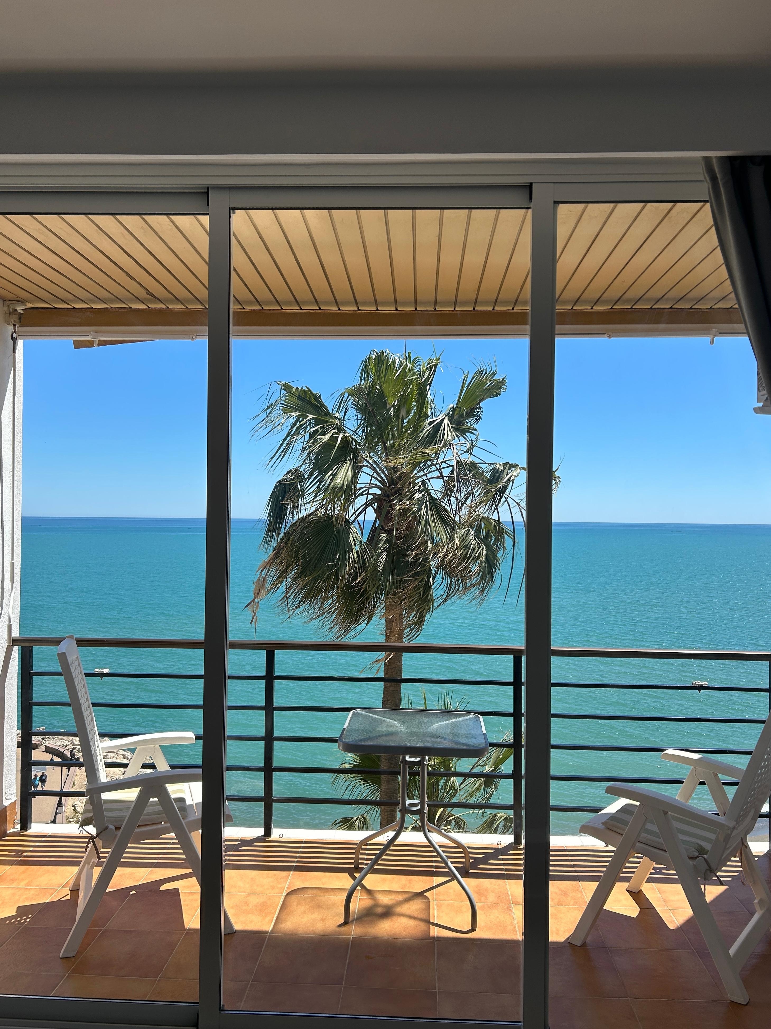 View from room out to the balcony